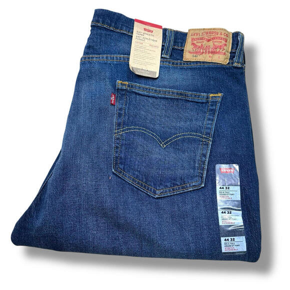 Levi’s 541 Athletic Taper Jeans Eco Ease Blue Relaxed Fit Denim Stretch W44x32 - Picture 3 of 10